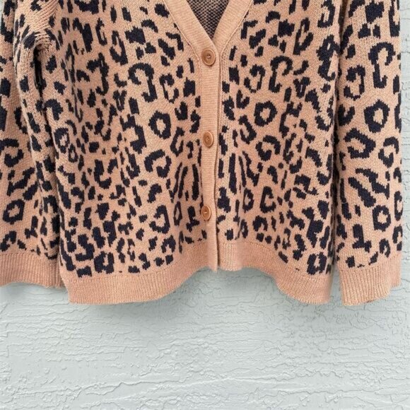 J. Crew Women's M Leopard Print V-Neck Cardigan Sweater Multicolor - Picture 3 of 9